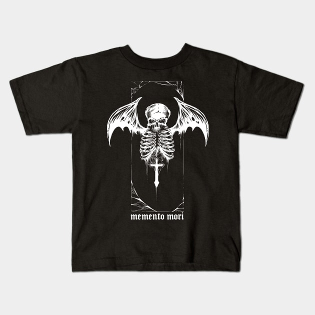 Memento Mori Skull Demon Kids T-Shirt by wildsidecomix